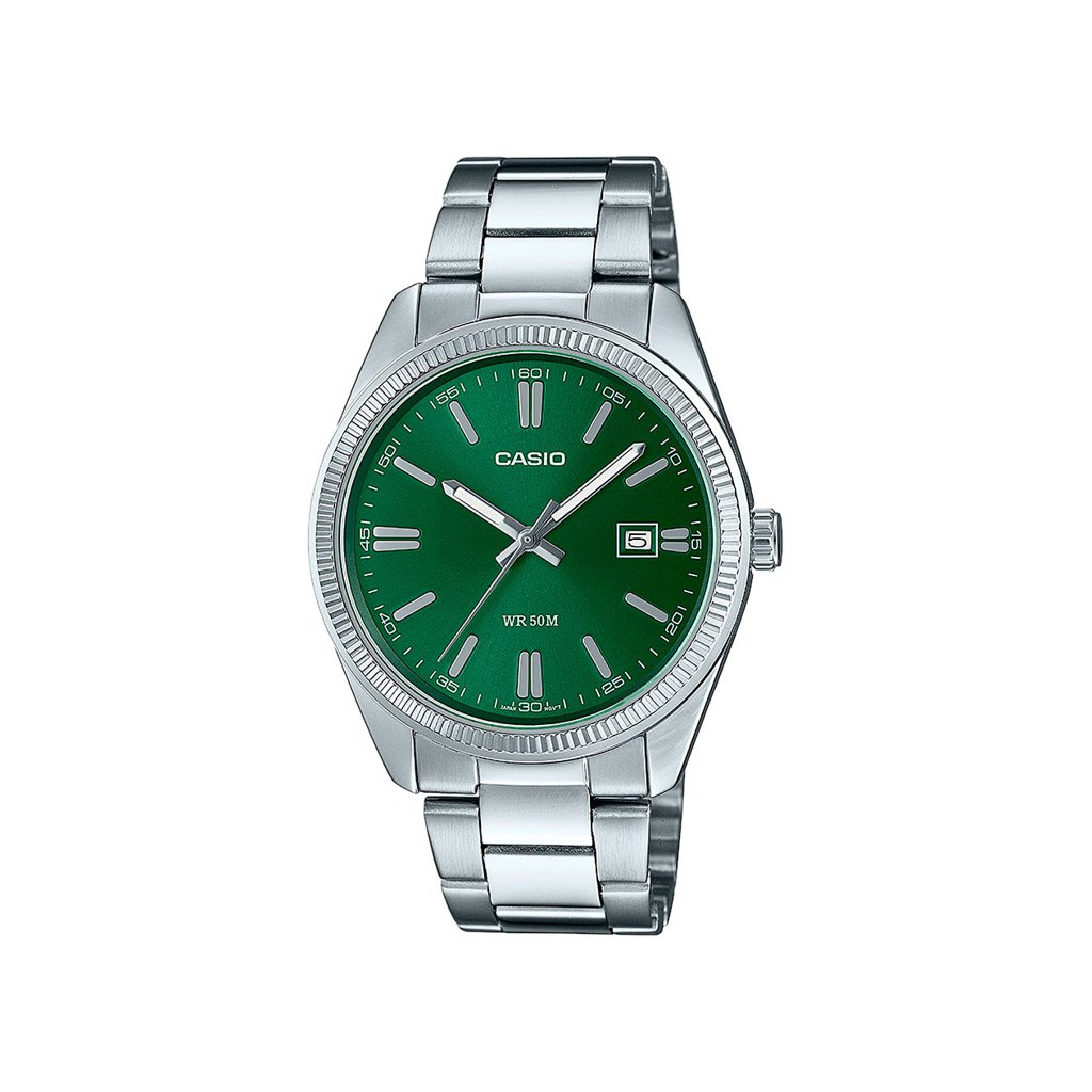 Reloj Casio Collection con esfera verde sunray y brazalete de acero