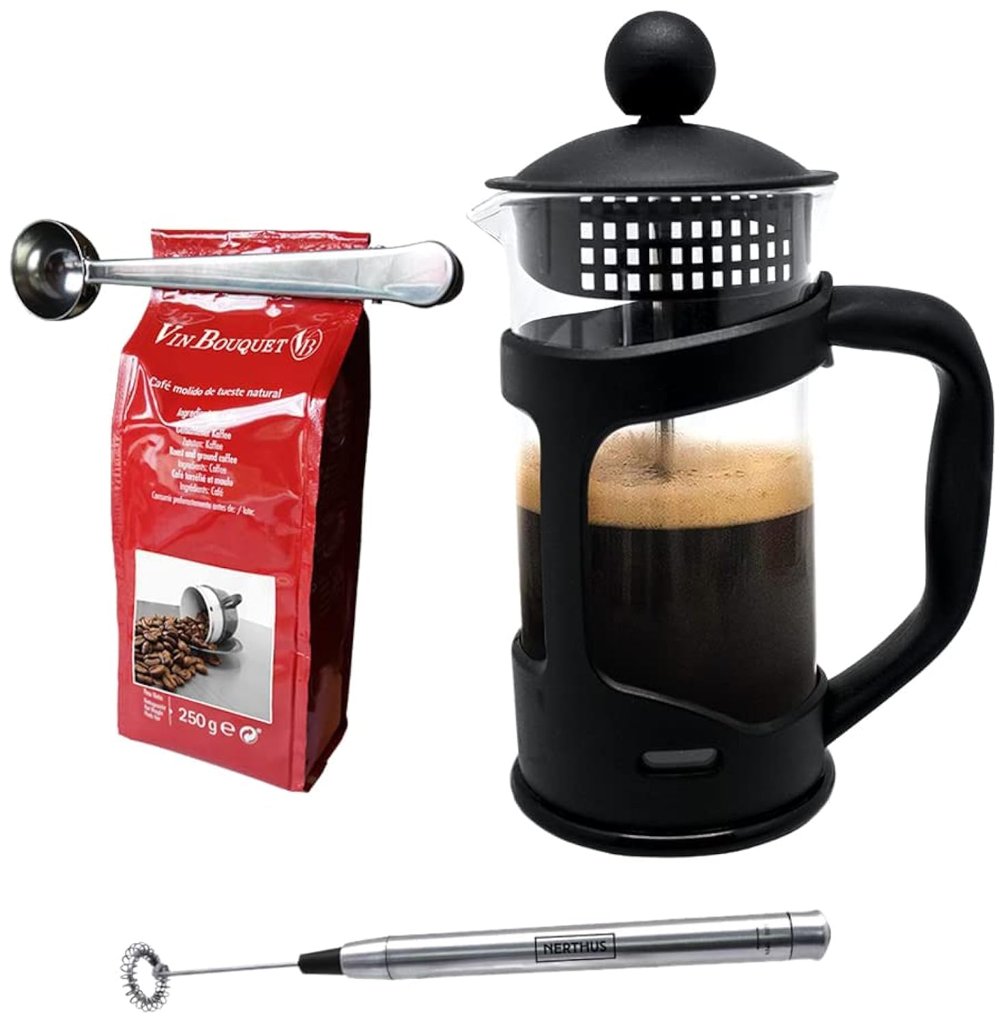 Cafetera francesa con regalo