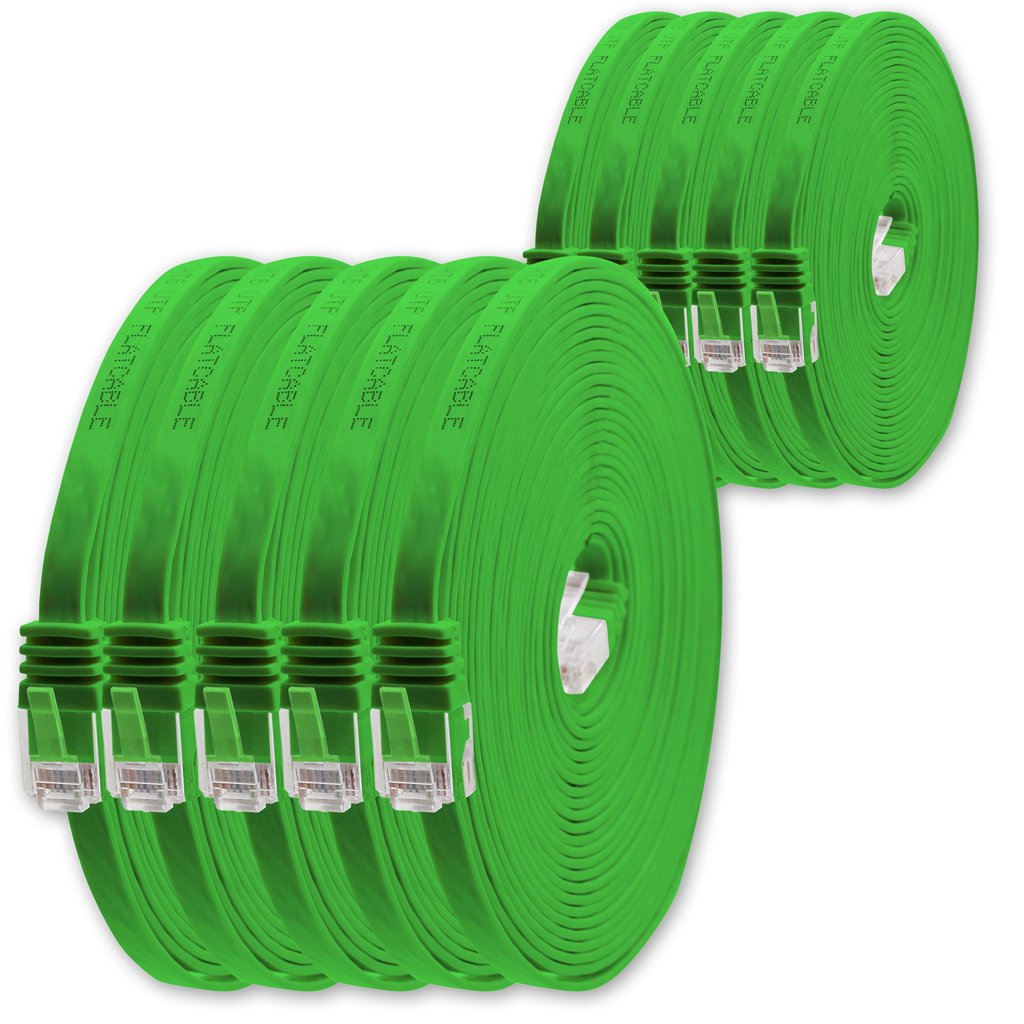 Pack de 10 cables Ethernet CAT6 planos de 2 m – verde