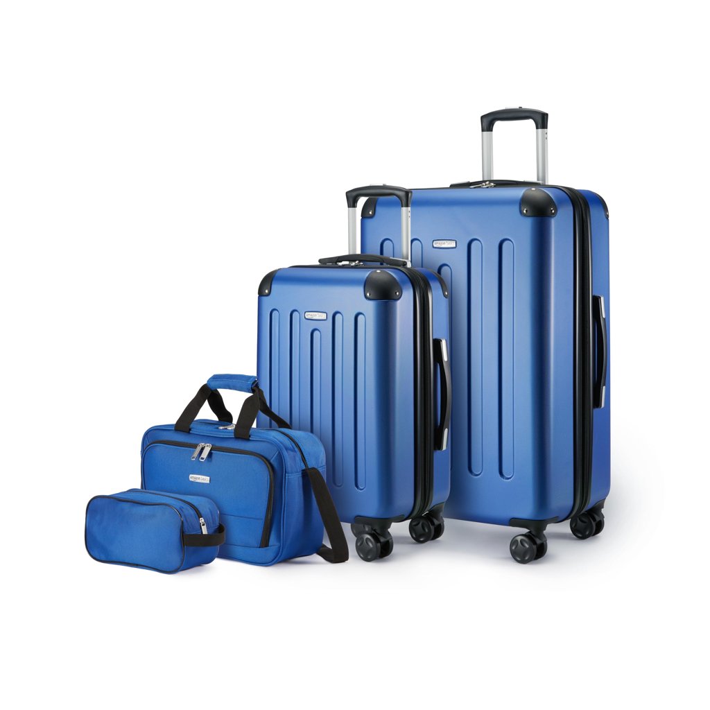 Set de equipaje 4 piezas Amazon Basics: 2 maletas rígidas y 2 bolsas