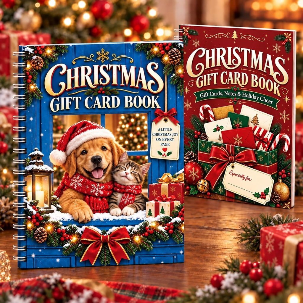 Librito para tarjetas de regalo navideñas, paquete de 2 unidades