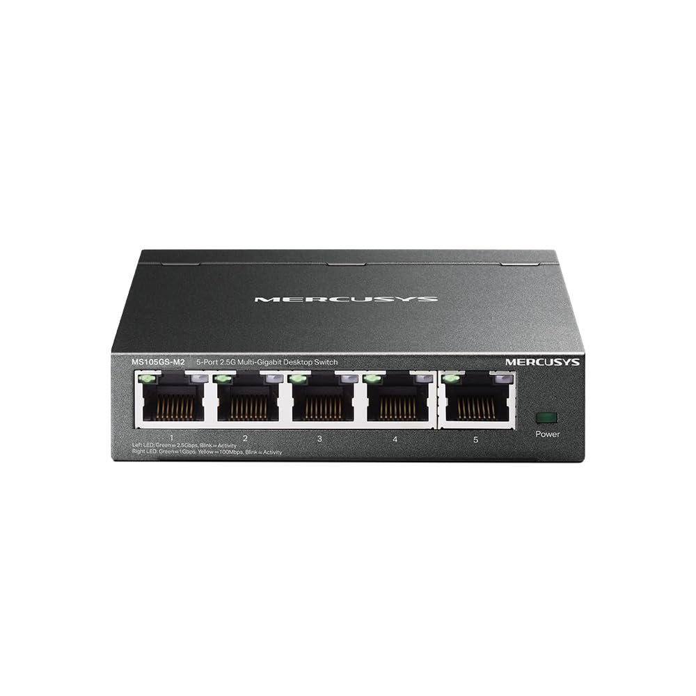 Switch 5G de 5 puertos con carcasa metálica y 2.5 Gbps
