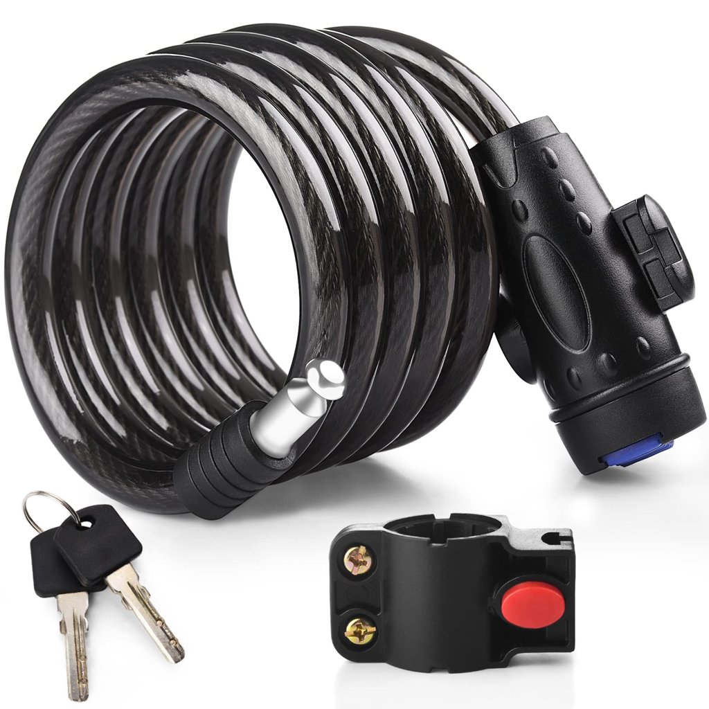 Candado Bicicleta, [Larga-1.8M] Diyife Candado de Cable, Impermeable Cadena Bici,Antirrobo Bicicletas con Mont