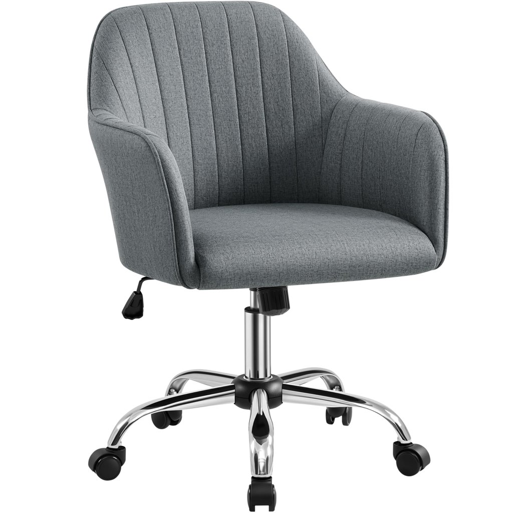 Silla de oficina Yaheetech con respaldo amplio en lino gris