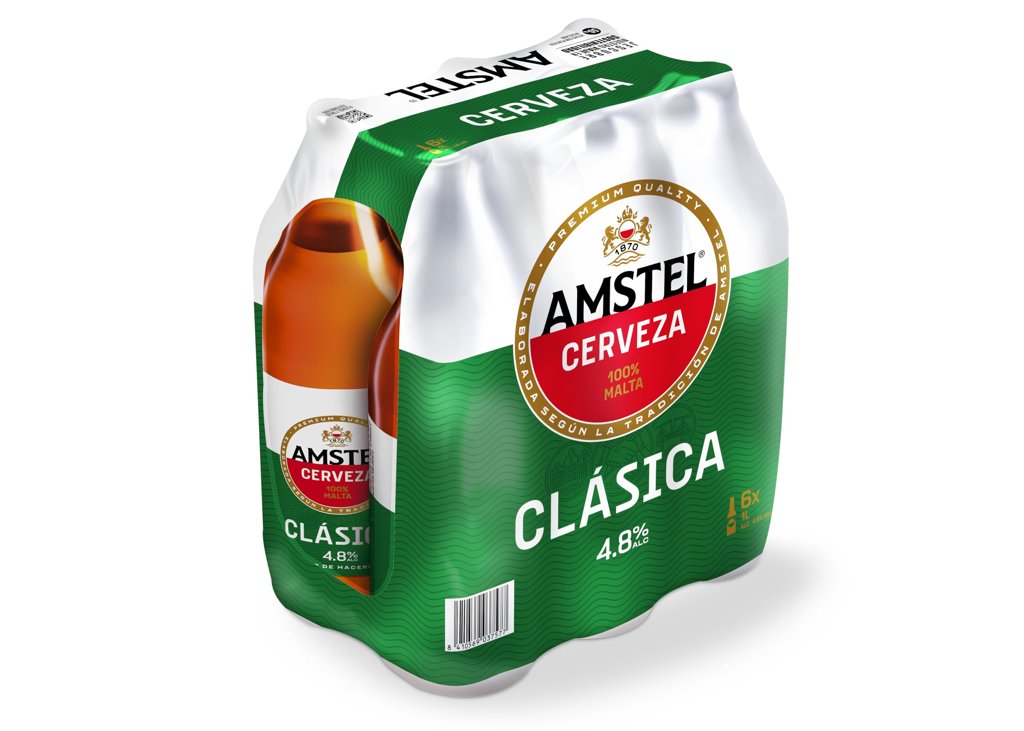 Pack 6 botellas de 1L Amstel Lager: refresco premium a precio rebajado