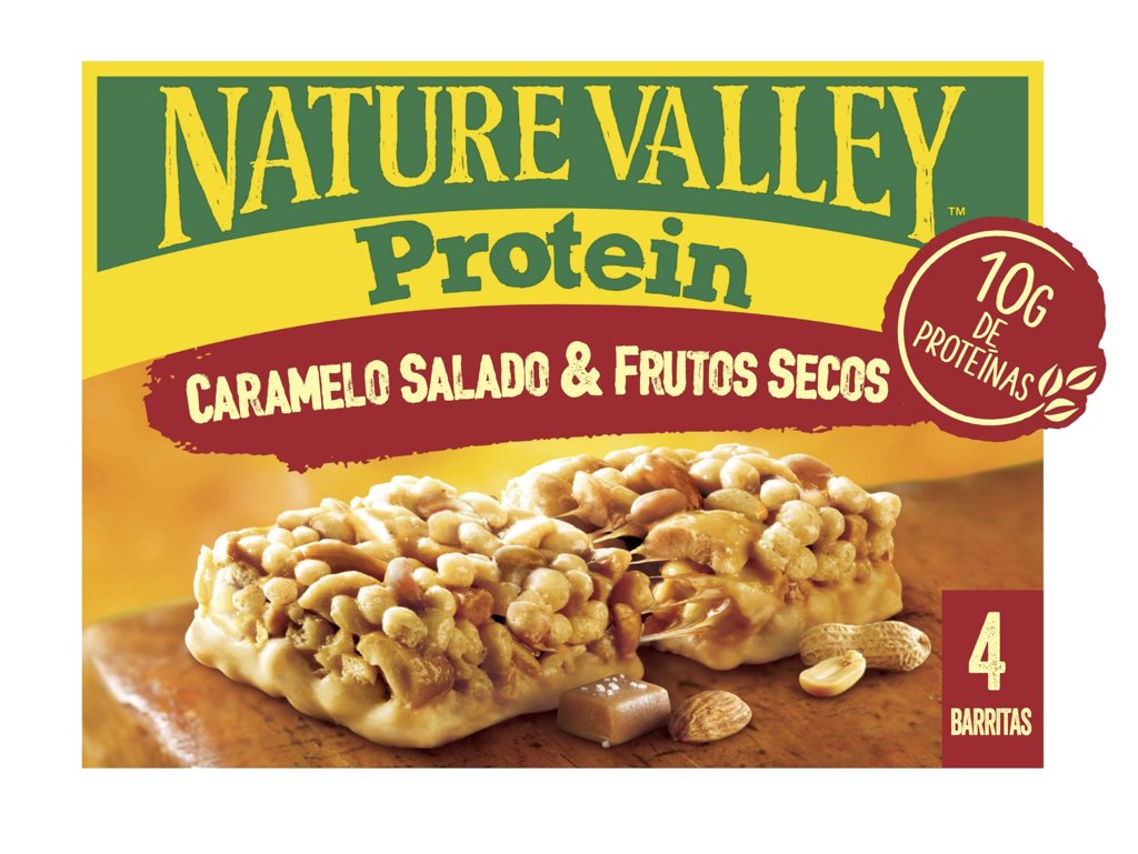 Pack de 4 barritas Nature Valley Protein con caramelo salado y frutos secos