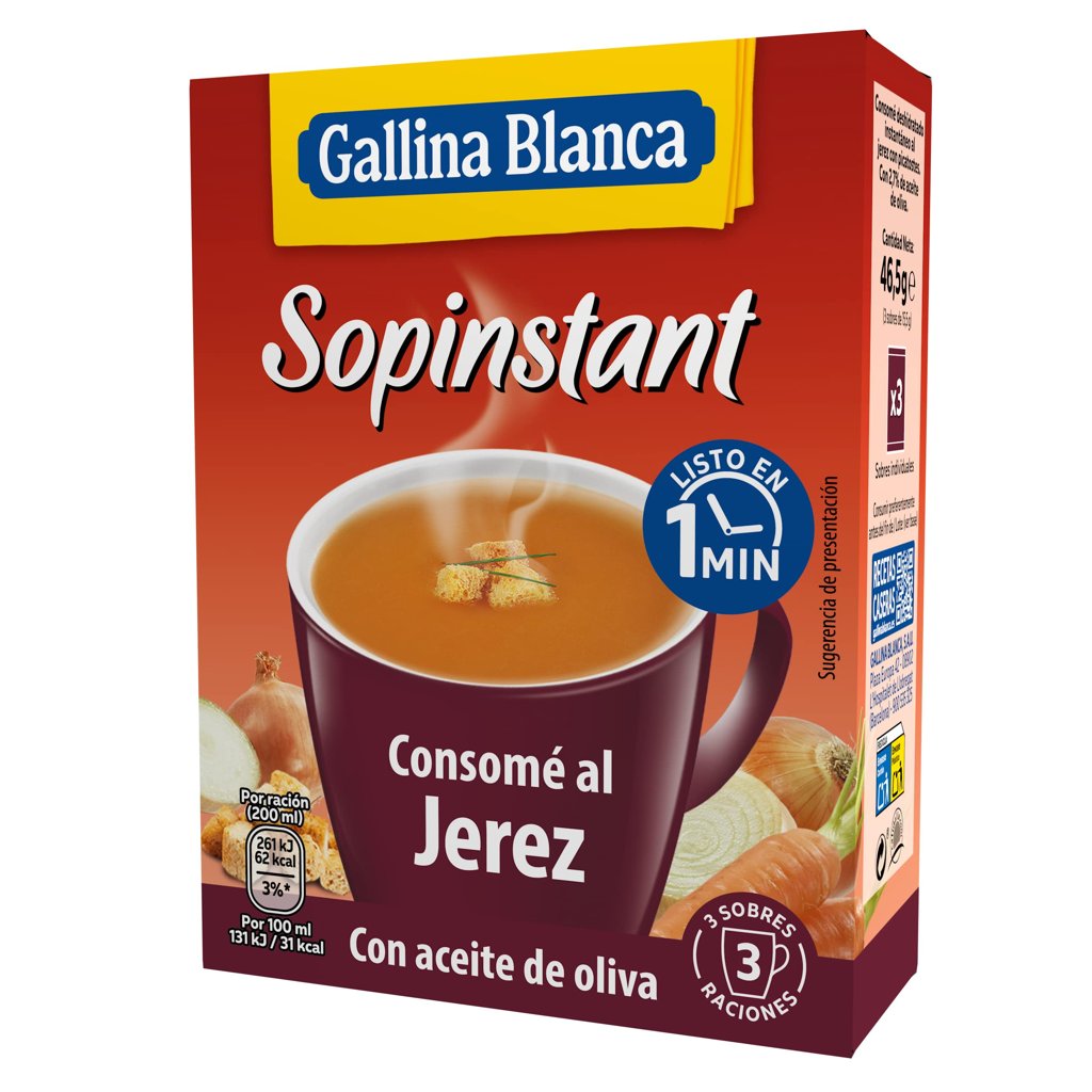 Sopinstant Consomé al Jerez con picatostes – sabor rápido y casero