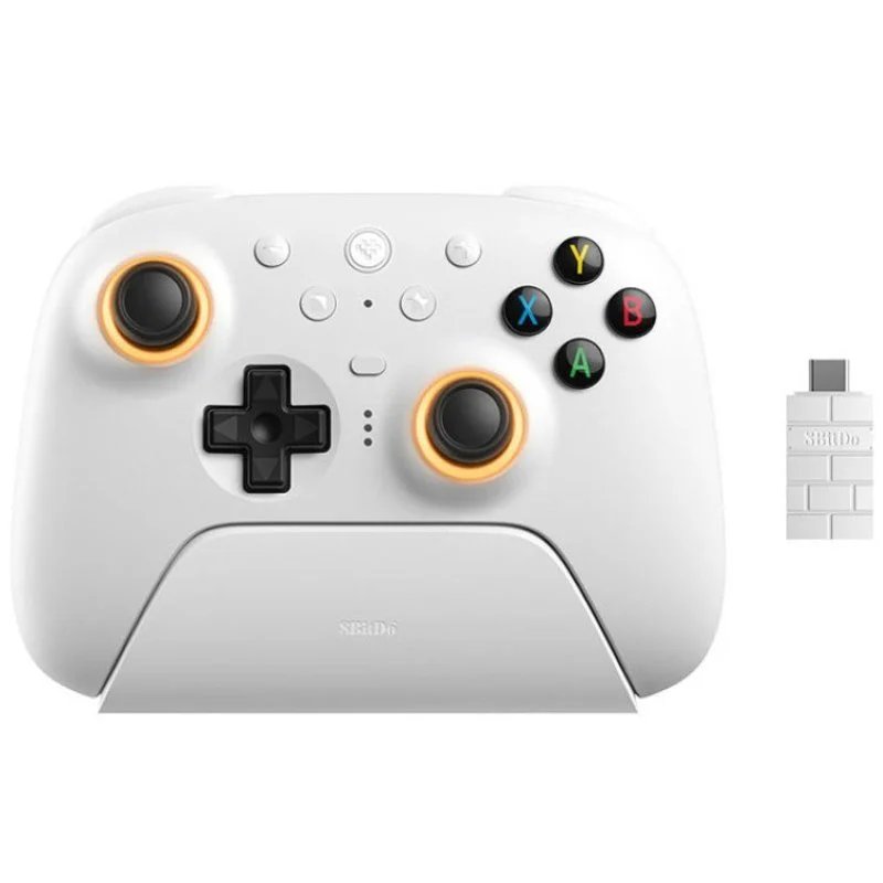 Mando 8BitDo Ultimate 2C Wireless 2.4GHz Blanco (PC y Android, sticks Hall Effect, base de carga, vibración há