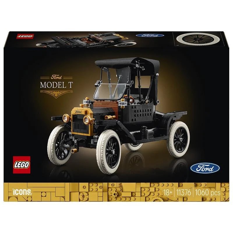 LEGO Icons Ford Model T 11376 (Maqueta coche clásico para adultos, dirección , motor detallado, deco coleccion