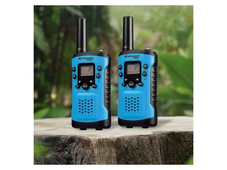 Walkie-talkie infantil, Linterna integrada y pantalla iluminada 2 unidades azul o rojo
