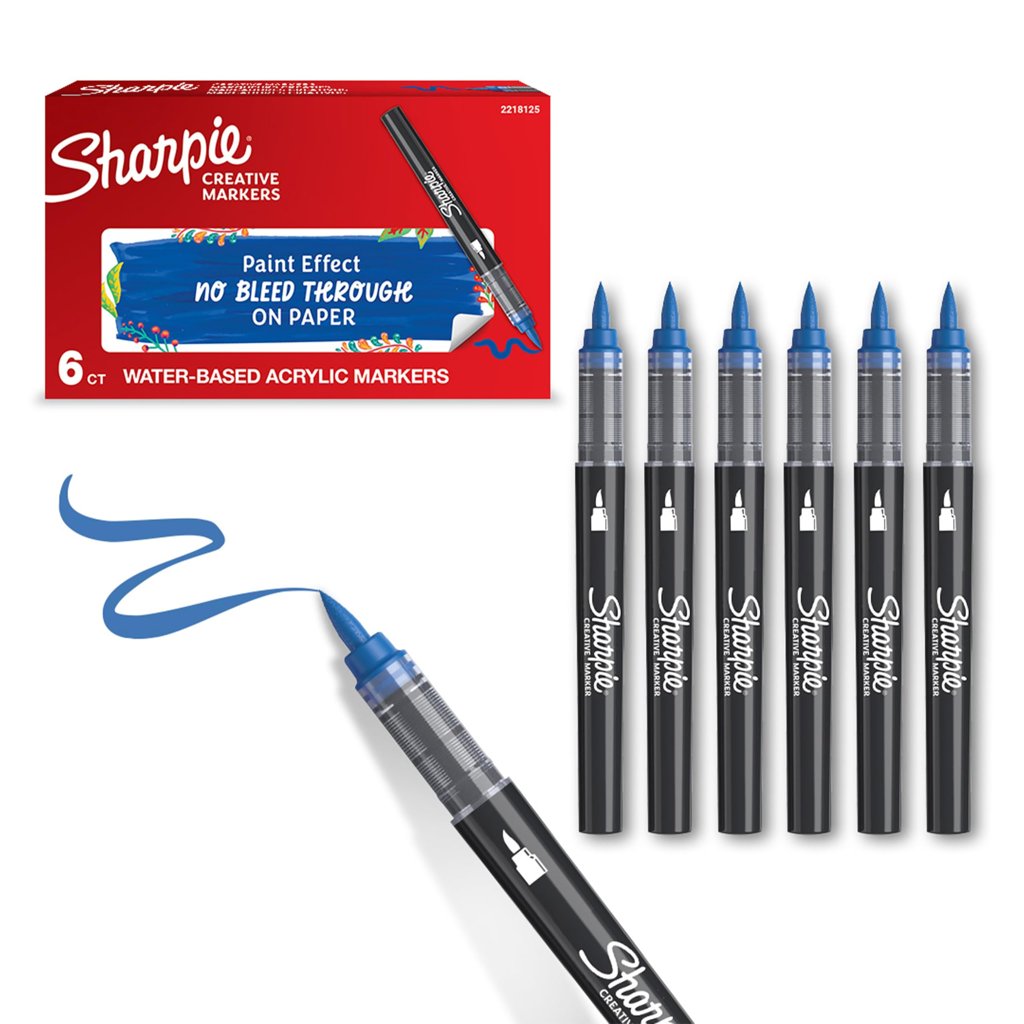 Pack de 6 rotuladores Sharpie acrílicos azul – punta pincel