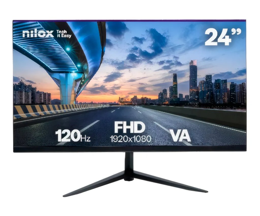 Monitor 23.8" Full HD Nilox NXM24FHD1205 (Panel VA, 120Hz, HDMI, VGA, Altavoces Integrados, Sin Marcos)