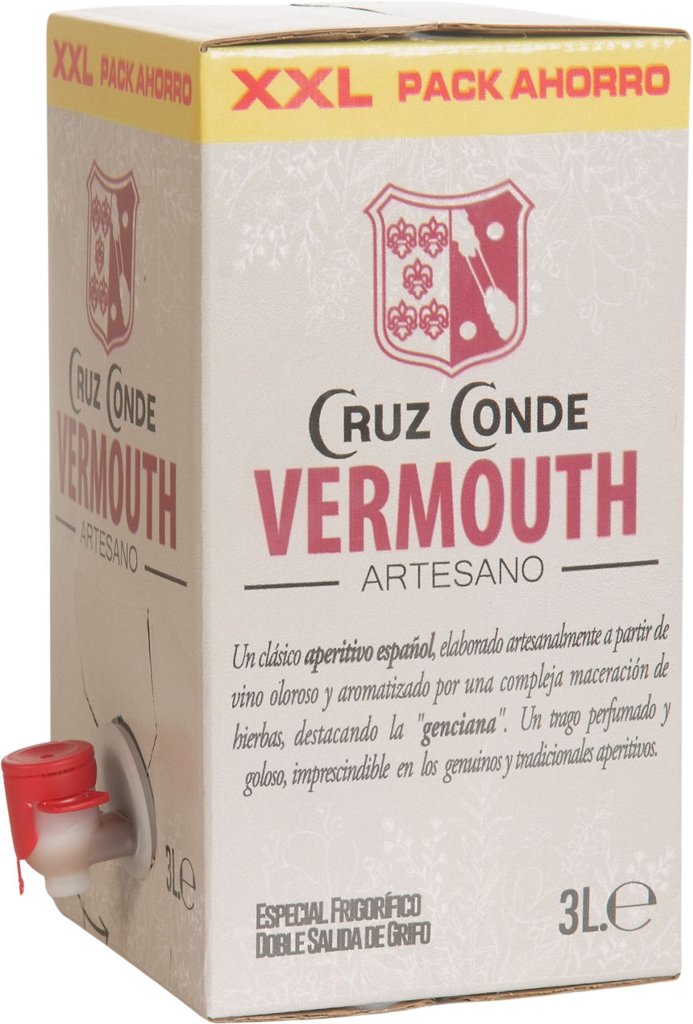 Vermut rojo artesano CRUZ CONDE en bolsa: sabor tradicional a Pedro Ximénez