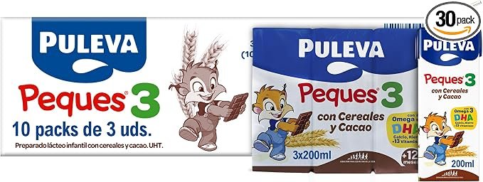 Puleva Peques 3 Cereales y Cacao Leche Crecimiento +12M, 10x3x200ml