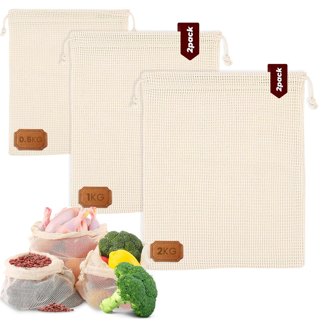 Pack 5 bolsas de malla orgánica para cocinar al vapor – reutilizables