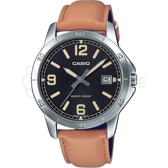 Reloj clásico Casio con esfera negra e índices dorados