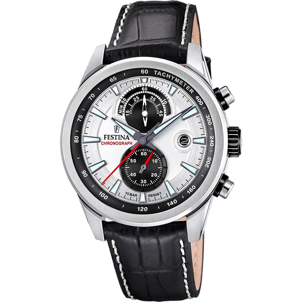 Reloj Festina Timeless Chronograph 45 mm, correa de piel y 10 ATM