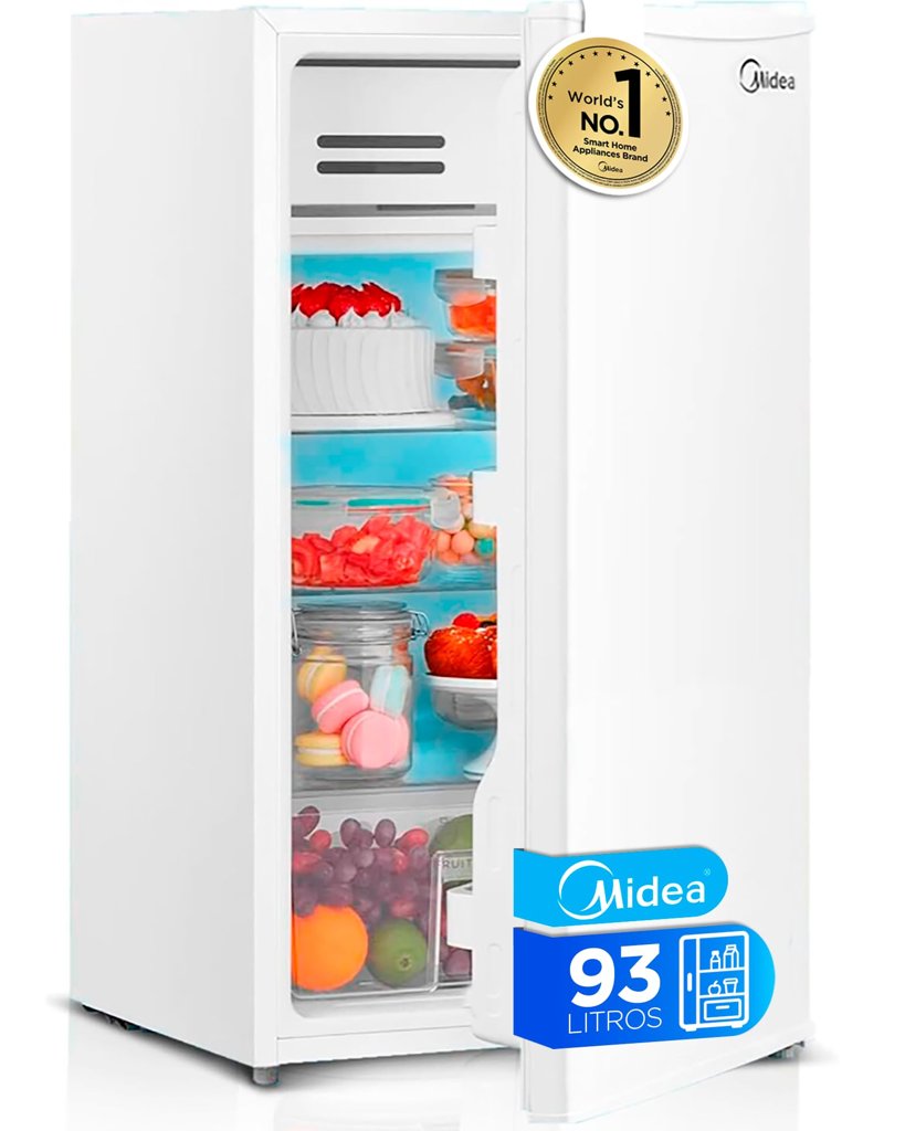 Midea Nevera Pequeña 93 L | 84 cm x 54 cm | Silenciosa 39 dB | Bajo Consumo | con Puerta Reversible, Luz Led, 