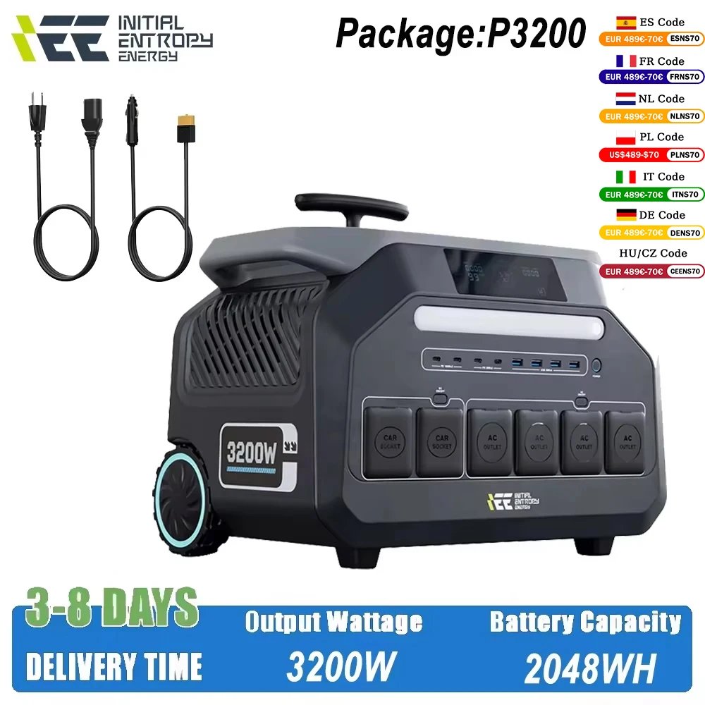 Potencia total: estación de energía 3200W con 4 baterías