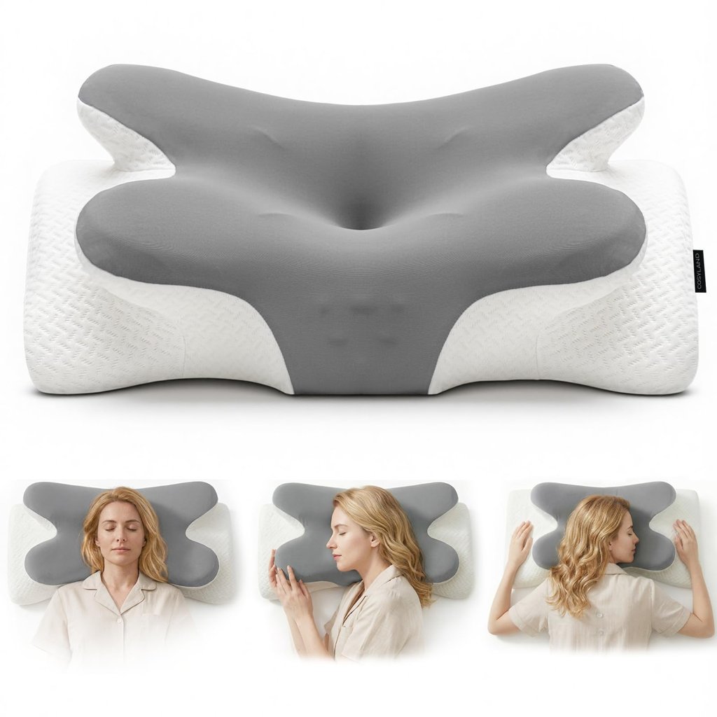 Almohada cervical con espuma viscoelástica y diseño mariposa