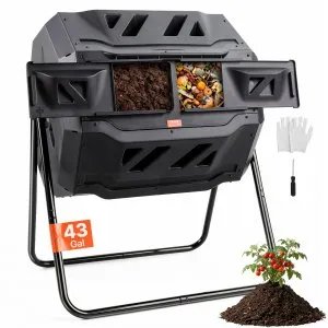 Compostador giratorio 162 L VEVOR: transforma residuos en abono