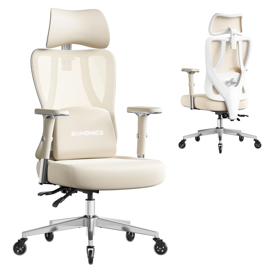 SONGMICS Silla de Oficina Ergonómica, Soporte Lumbar, Carga 150 kg