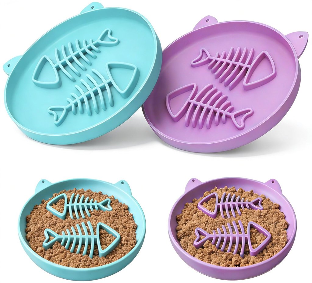 Cuenco antiglups para gatos con diseño laberinto, 2 uds.