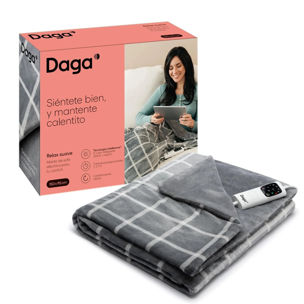 Manta eléctrica de terciopelo Daga Soft Relax con Intellisense para sofá