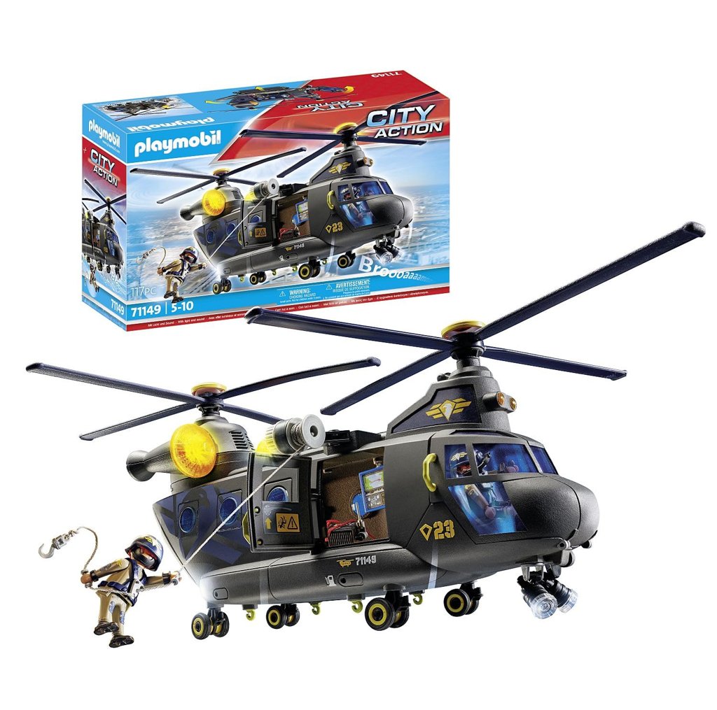 Playmobil Fuerzas Especiales: Helicóptero Banana con luz y sonido