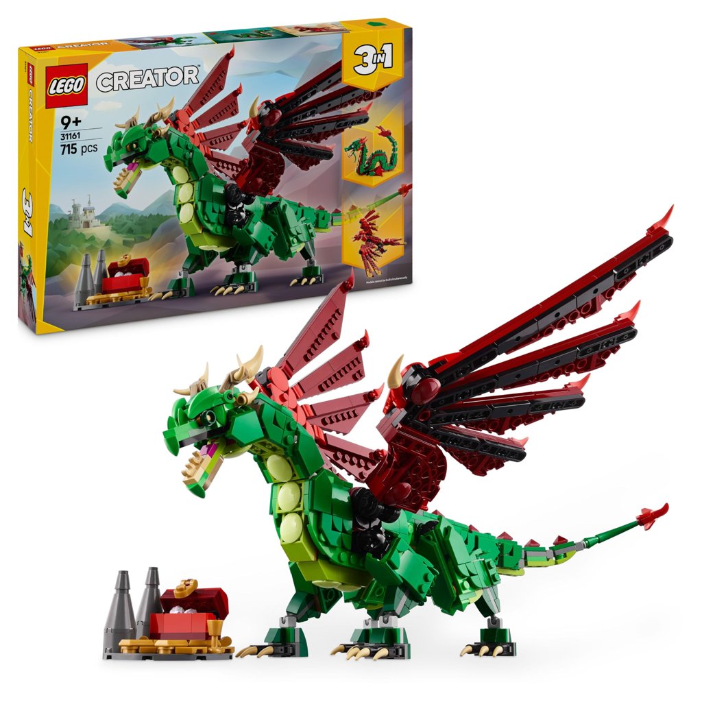 Construye tu propio dragón medieval 3 en 1 de LEGO