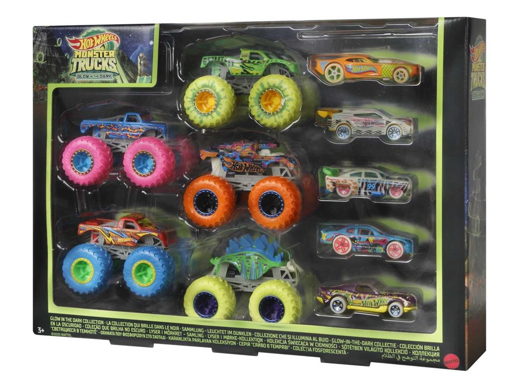 Hot Wheels Monster Trucks que brillan en la oscuridad