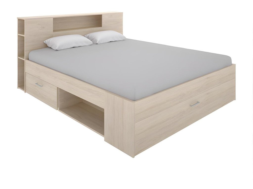 Cama matrimonial con almacenaje integrado – ¡Ahorra un 61%!
