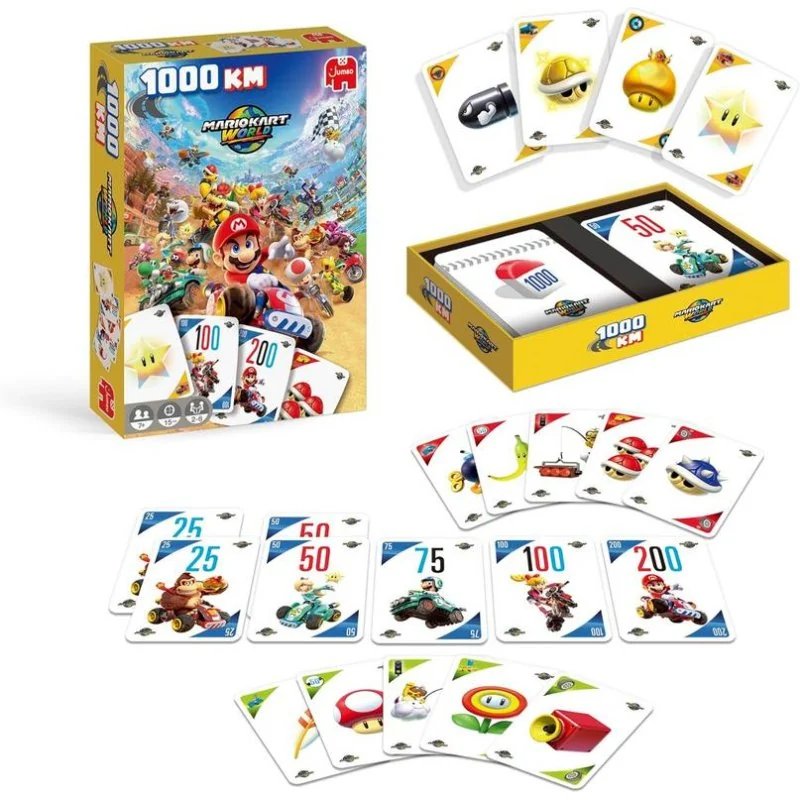 Juego de Cartas 1000 KM Jumbo 1000km Mario Kart World Familiar 2-6 Jugadores