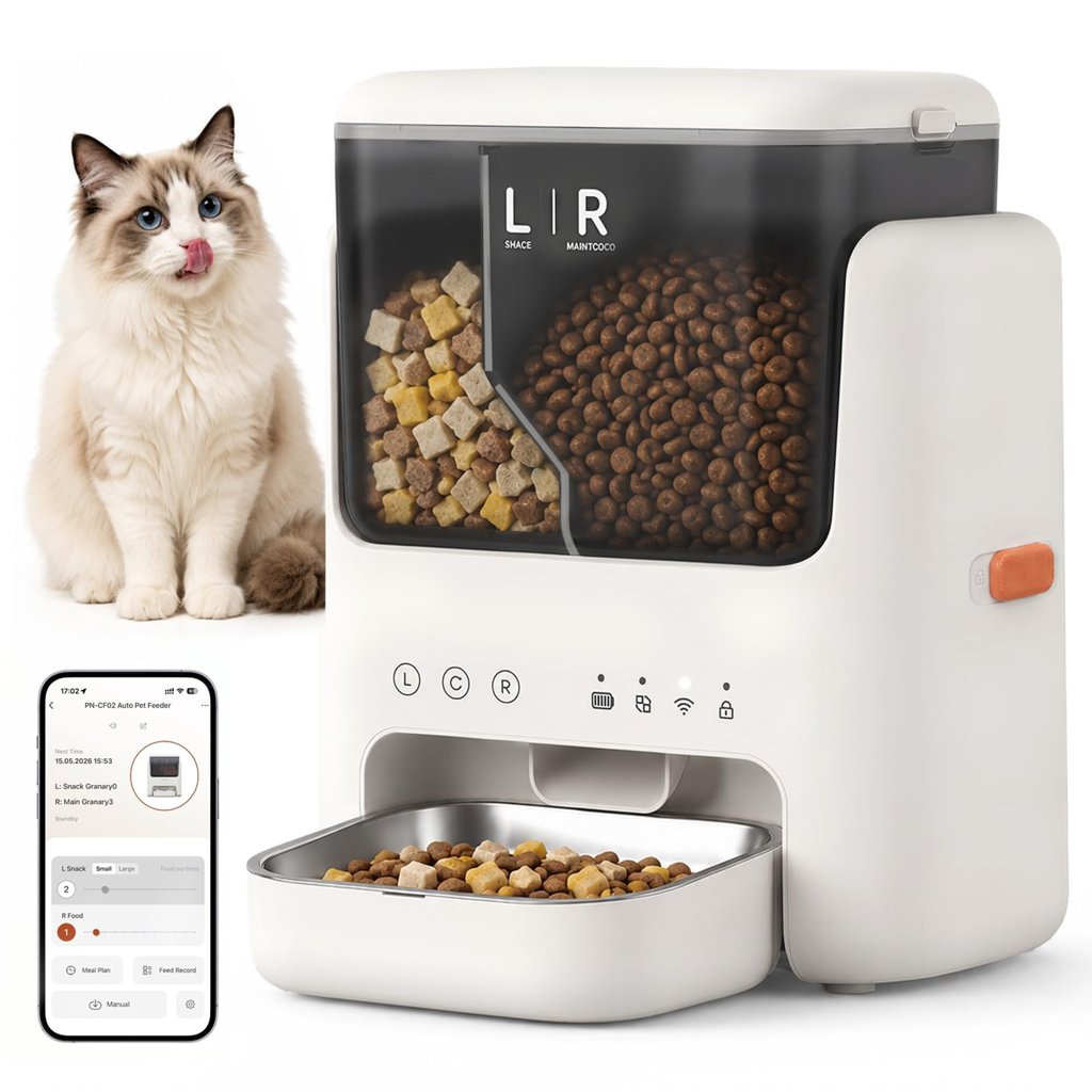 Alimentador inteligente para gatos con control vía app y doble capacidad