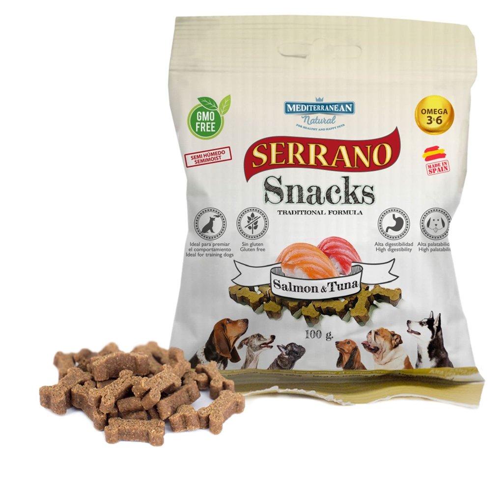 Snacks mediterráneos de salmón y atún para perros