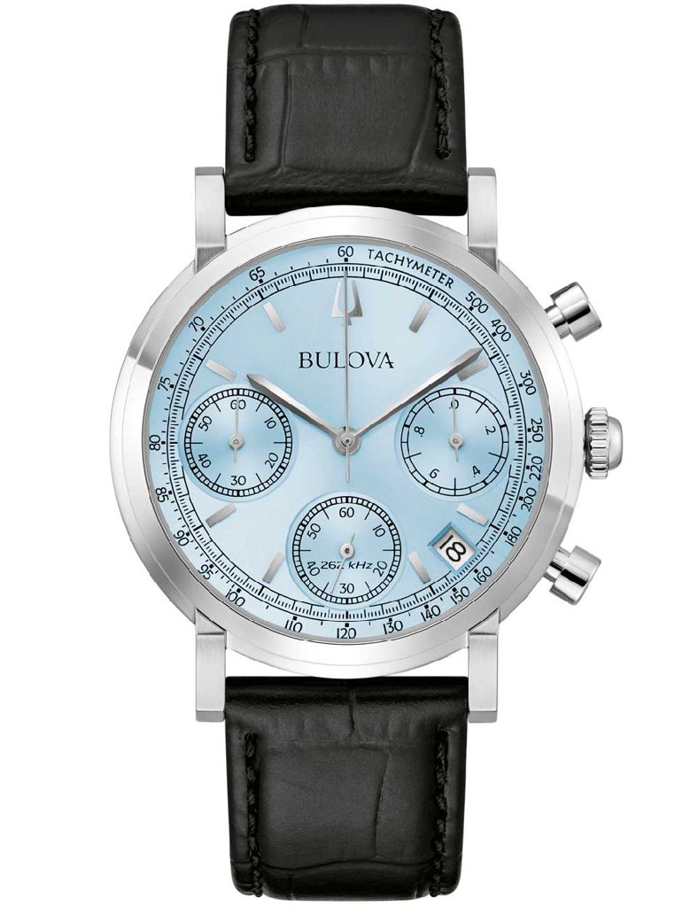 Bulova Classic Chronograph 96B456 con esfera azul hielo y cristal de zafiro