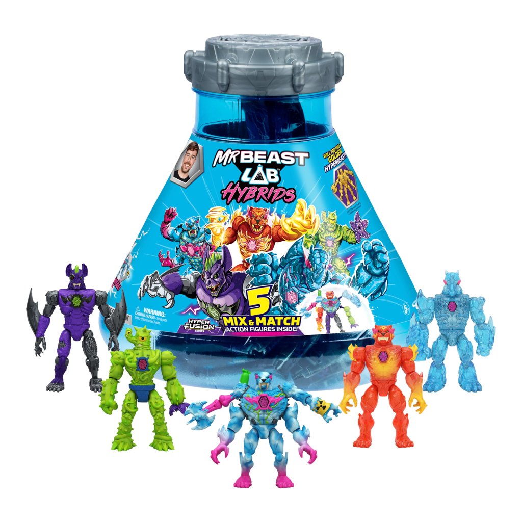Set de 5 figuras de acción MrBeast Lab Hybrids – ¡Crea tu propio equipo!