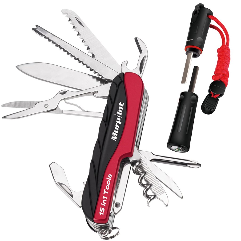 Navaja multiusos 15 en 1 con pedernal, ¡prepárate para cualquier aventura!