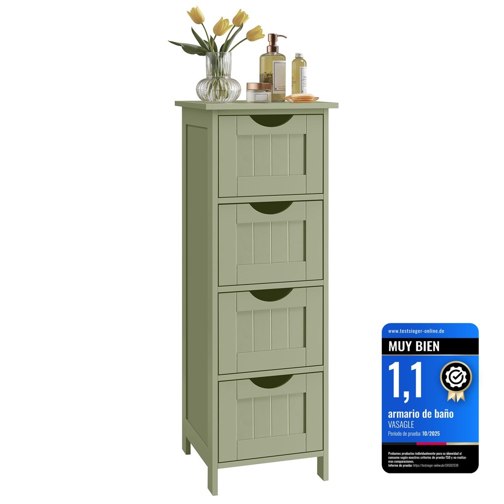 Armario de baño estilo farmhouse con 4 cajones – VASAGLE