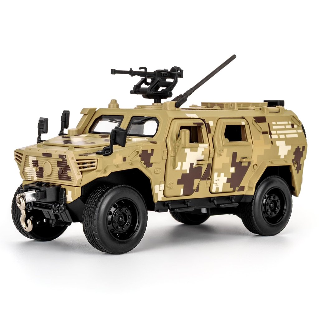 JLTV - Coche de motor blindado de aleación de zinc, función de retracción, luz y sonido, Compatible con muñeco