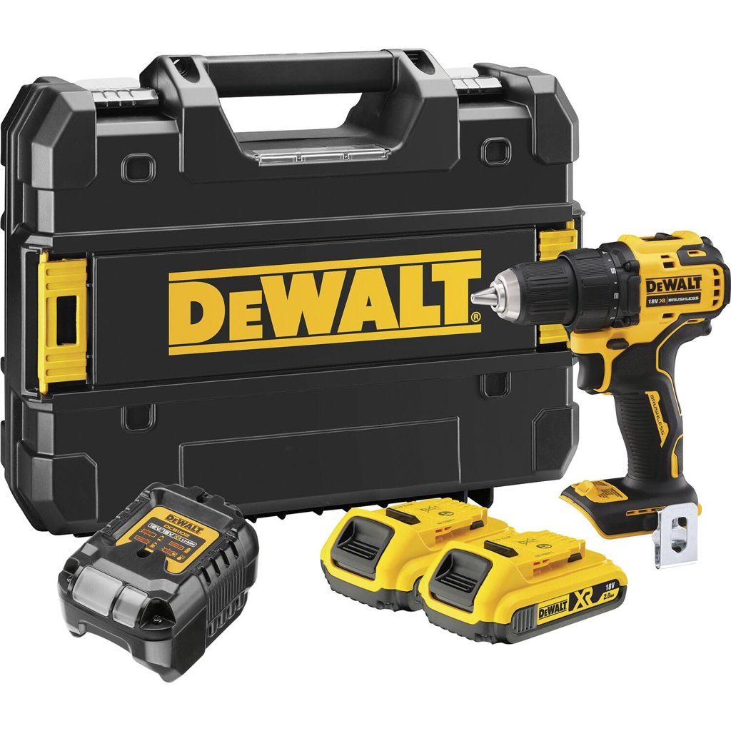 Taladro atornillador compacto DEWALT XR 18V con 2 baterías y maletín