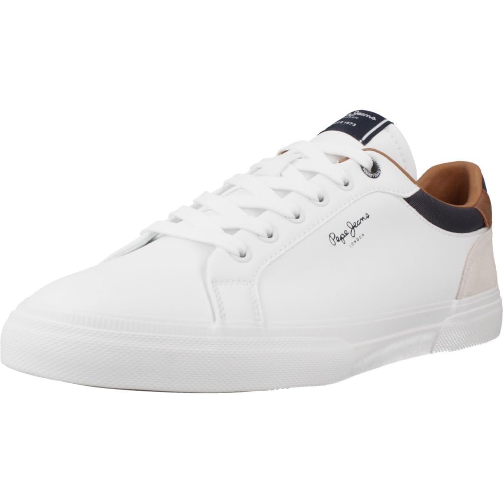 Zapatillas Casuales Pepe Jeans Kenton Court M para Hombre (Blancas, Estilo Court/Tenis) 40 a 46