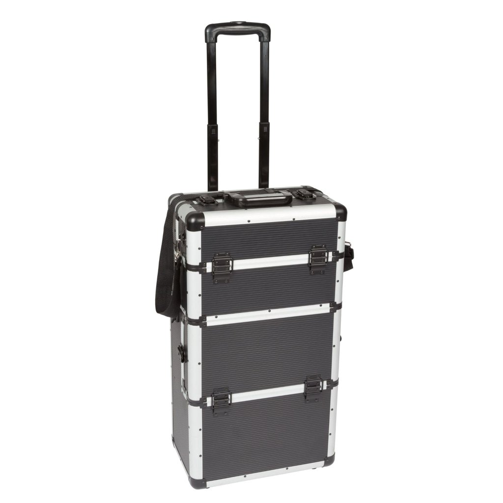 Maletín de herramientas con ruedas aluminio negro 370x225x670mm 66,9 l