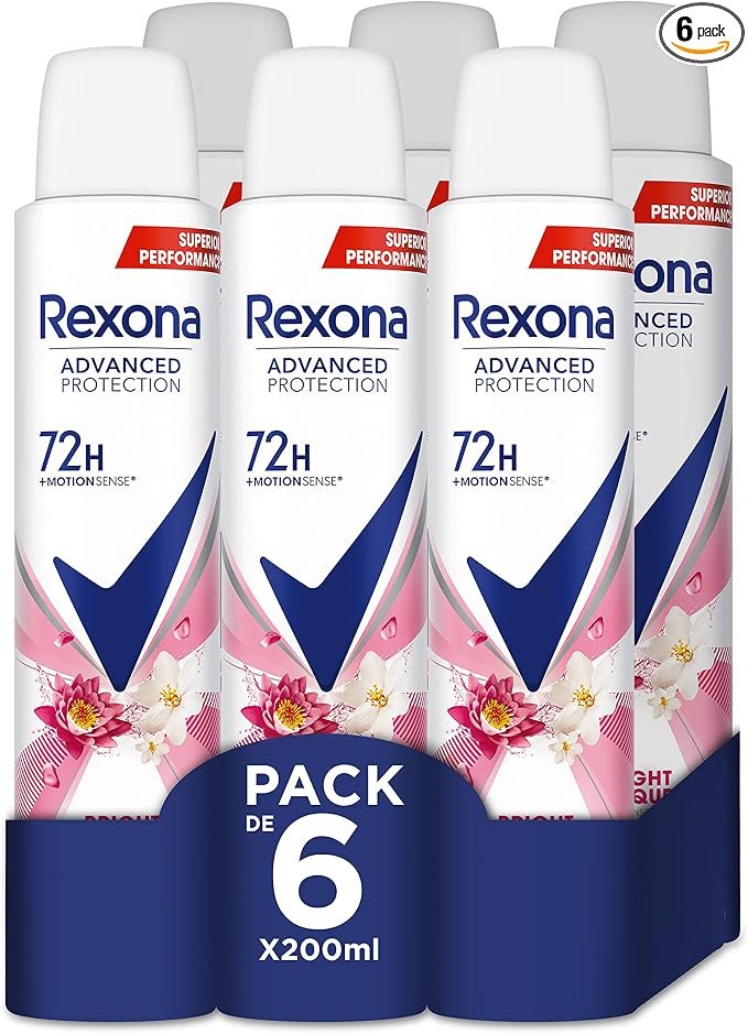 Pack de 6 desodorantes Rexona Bright Bouquet, frescura 72h