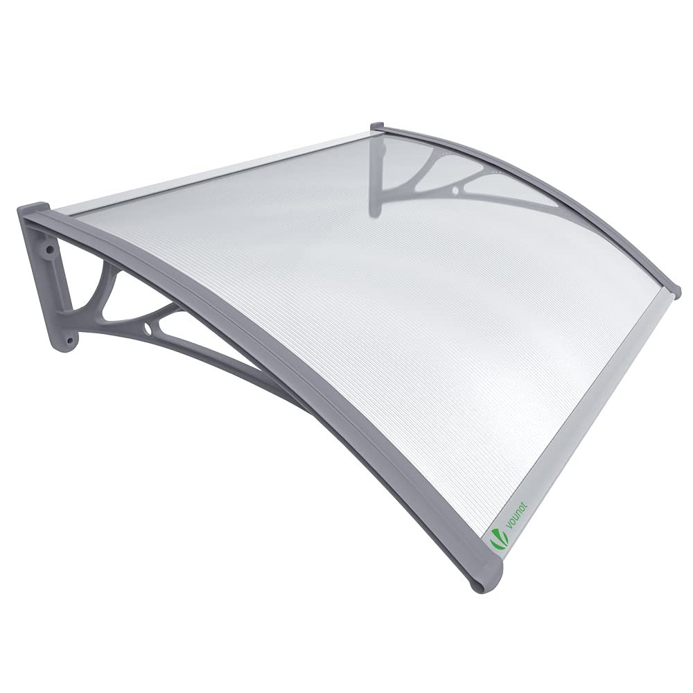 Marquesina de Policarbonato VOUNOT: protección gris para puertas y ventanas