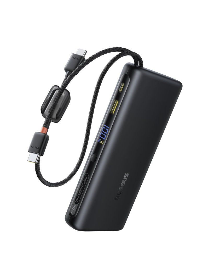 Baseus EnerFill FC41 25.000 mAh + 145 W | 2 cables USB-C integrados y pantalla digital