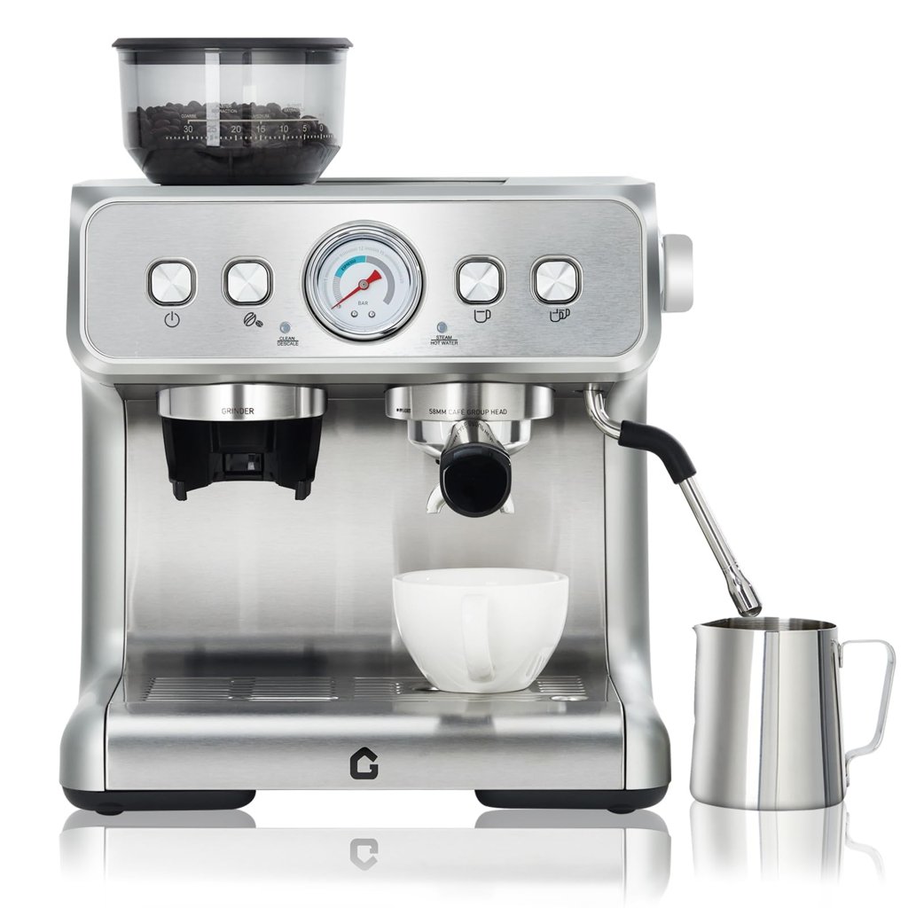 Cafetera espresso Garvee con molinillo y vaporizador: café de bar en casa