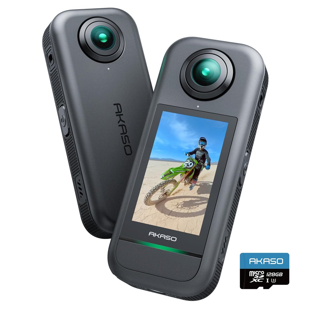 Cámara 360 AKASO 5.7K con 128 GB incluido – captura todo a tu alrededor