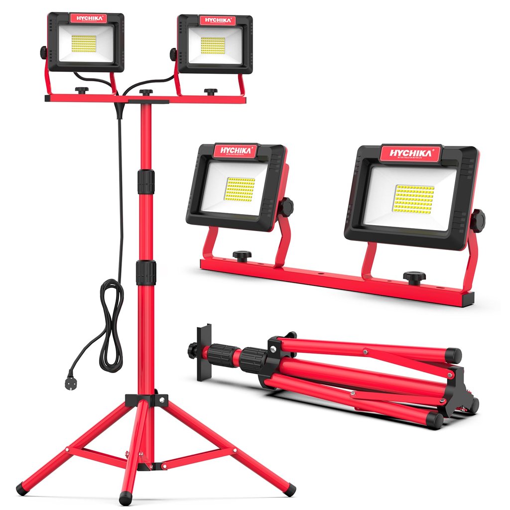 Foco LED 120W HYCHIKA con trípode telescópico: luz potente para obras