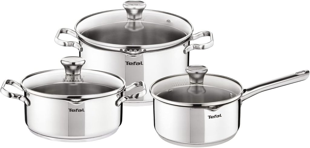Set Tefal Duetto On: 3 piezas + 3 accesorios de acero inoxidable